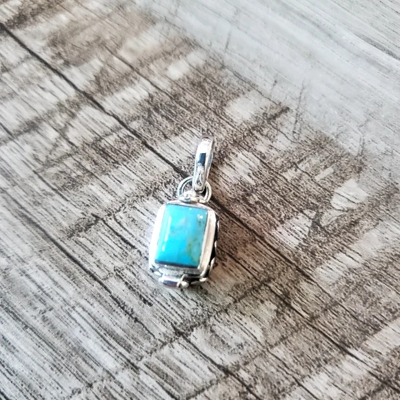 Natural Kingman Blue Mohave Turquoise Set in Sterling Silver Poison Pendant, NWT - Picture 8 of 14